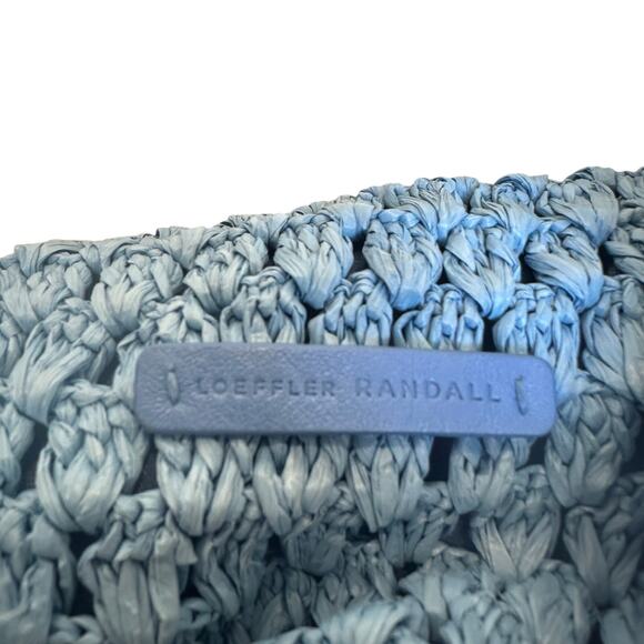 Loeffler Randal Blue Raffia Trudie Frame Clutch Crossbody Designer 13x7x4 $325 - Picture 10 of 12